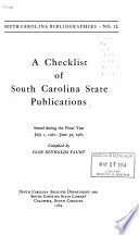 Checklist of South Carolina State Publications