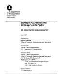 Transit Planning and Research Programs