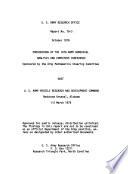 Proceedings of the Army Numerical and Computers Analysis Conference
