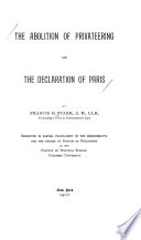 The Abolition of Privateering and the Declaration of Paris     Book