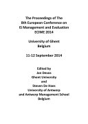 ECIME 2014 Proceedings of the 8th European Conference on IS Management and Evaluation