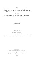 The Registrum Antiquissimum of the Cathedral Church of Lincoln