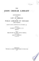 Supplement to the List of Serials in Public Libraries of Chicago and Evanston Book