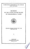 Decisions of the United States Board on Geographical Names