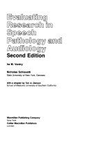 Evaluating Research in Speech Pathology and Audiology Book