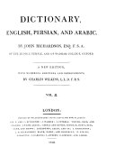 Dictionary, English, Persian, and Arabic