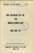 MOS Evaluation Test Aid for Medical Records Clerk