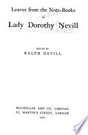 Leaves from the Note-books of Lady Dorothy Nevill