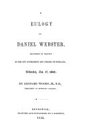A Eulogy on Daniel Webster