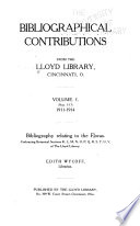 Bibliographical Contributions from the Lloyd Library