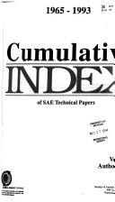 Cumulative Index [of The] SAE Papers