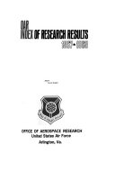 OAR Cumulative Index of Research Results