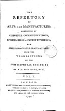 The Repertory of arts and manufactures [afterw.] arts, manufactures and agriculture