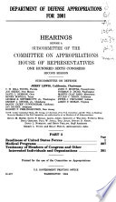 Department of Defense Appropriations for 2001: Readiness of United States forces