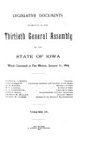 Legislative Documents Submitted to the     General Assembly of the State of Iowa
