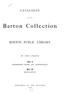 Catalogue of the Barton Collection, Boston Public Library