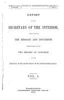 Report of the Department of the Interior ... [with Accompanying Documents]