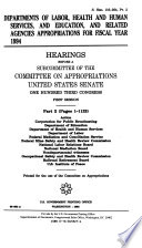 Departments of Labor  Health and Human Services  and Education  and Related Agencies Appropriations for Fiscal Year 1994 Book