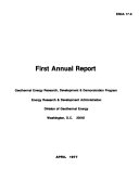 Geothermal Energy Research, Development & Demonstration Program, Annual Report