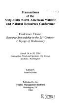 Transactions of the     North American Wildlife and Natural Resources Conference