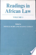Readings in African Law  Volume 1 