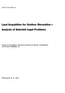 Land Acquisition for Outdoor Recreation  analysis of Selected Legal Problems