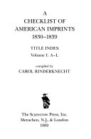 A Checklist of American Imprints for    