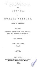 The Letters of Horace Walpole  Earl of Orford