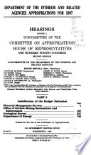 Department of the Interior and Related Agencies Appropriations for 1997