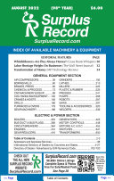 August 2022 - Surplus Record Machinery & Equipment Directory