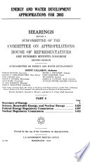 Energy and Water Development Appropriations for 2003 Book