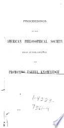 Proceedings American Philosophical Society Vol 31 1893 