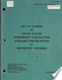 List Of Classes Of United States Government Publications Available For Selection By Depository Libraries