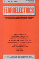 Proceedings of the International Symposium on Applications of Ferroelectrics  Switzerland  August 29 to September 1  1988