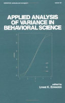 Applied Analysis of Variance in Behavioral Science