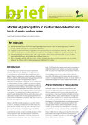 Models of participation in multi-stakeholder forums