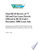 Final BLM Review of 77 Oil and Gas Lease Parcels Offered in BLM-Utah's December 2008 Lease Sale