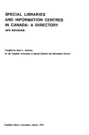 Special Libraries and Information Centres in Canada Book