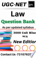 UGC NET Law Question Bank Book 3000  MCQ With Explanation As Per Updated Syllabus
