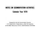 Notes on Sedimentation Activities, Calendar Year 1970