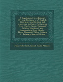A Supplement to Allibone s Critical Dictionary of English Literature and British and American Authors