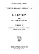 Widener Library Shelflist: Education and education periodicals
