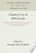 Classified List of 4800 Serials Book