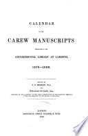 Calendar of the Carew Manuscripts  1575 1588