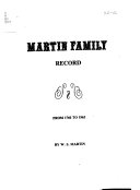 Martin Family Record, from 1760 to 1963