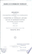 HEARING III ON INFORMATION TECHNOLOGY... HEARING... SERIAL NO. 107-5... COMMITTEE ON VETERANS'..., HOUSE OF REPRESENTATIVES... 107TH CONGRESS