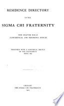 Residence Directory of the Sigma Chi Fraternity