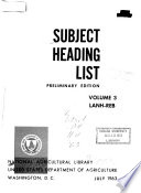 Subject Heading List Book