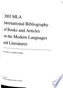 MLA International Bibliography of Books and Articles on the Modern Languages and Literatures