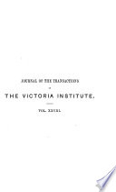 Journal of the Transactions of the Victoria Institute  Or Philosophical Society of Great Britain